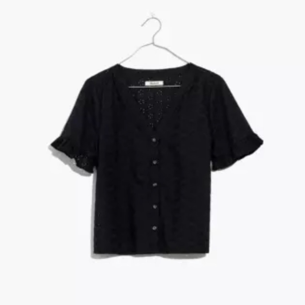 Madewell eyelet village ruffle-sleeve shirt